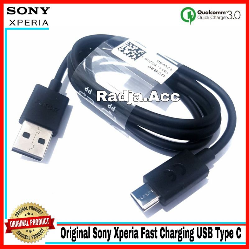 Kabel data Sony Xperia XA1 XA2 Ultra Original 100% Fast Charge USB Type C