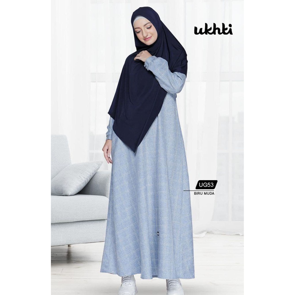 GAMIS UG53 UKHTI MUNIRA BUSANA WANITA MUSLIM CHASMERE LIMITED PROMO GAMIS MOTIF KOTAK TERBARU