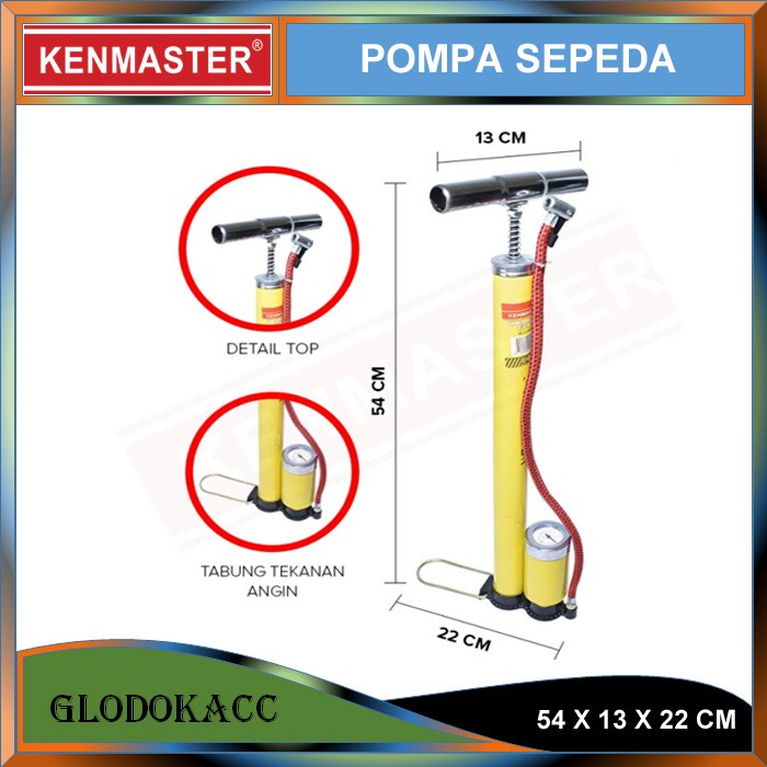 Pompa Sepeda Tabung + Meter Kenmaster Pompa Sepeda - Motor