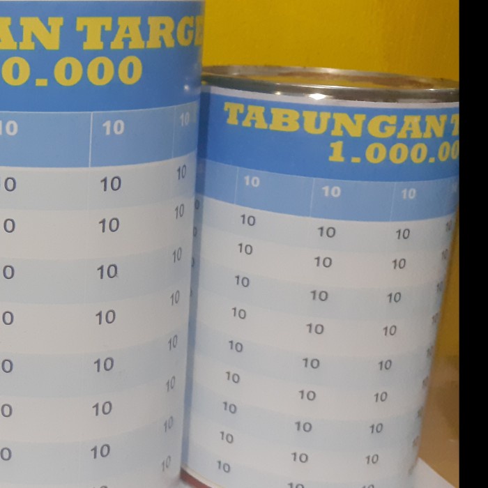CELENGAN- CELENGAN KALENG TARGET NABUNG 1 JUTA 5 JUTA 10JUTA TINGGI 14 CM -CELENGAN.