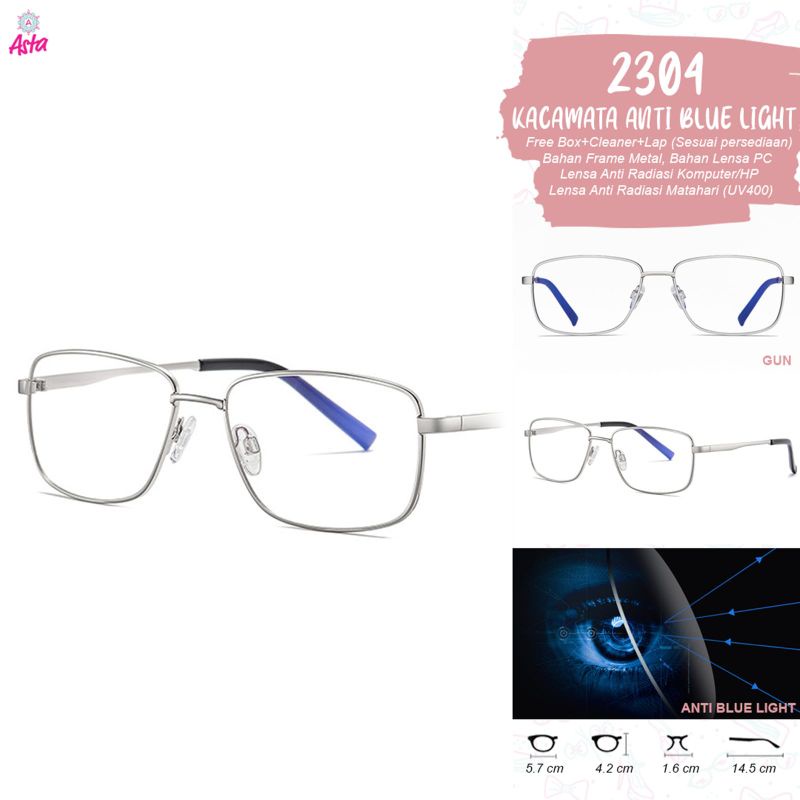 Asta 2304 | Orginal | Kacamata Wanita Terbaru Kekinian | Kacamata Anti Blue Light | Kacamata Frame M
