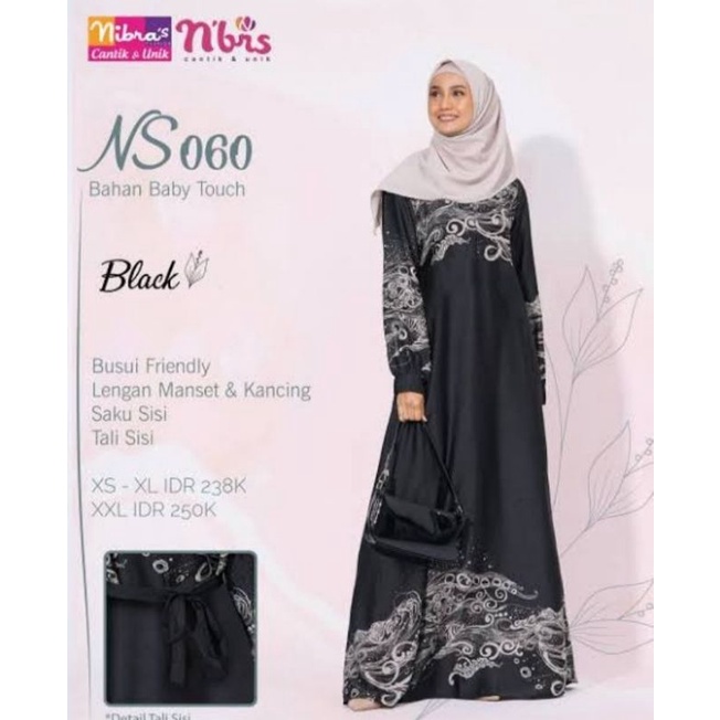 NS 060 BLACK/BAJU NIBRAS ORIGINAL SYAR'I NYAMAN DI PAKAI