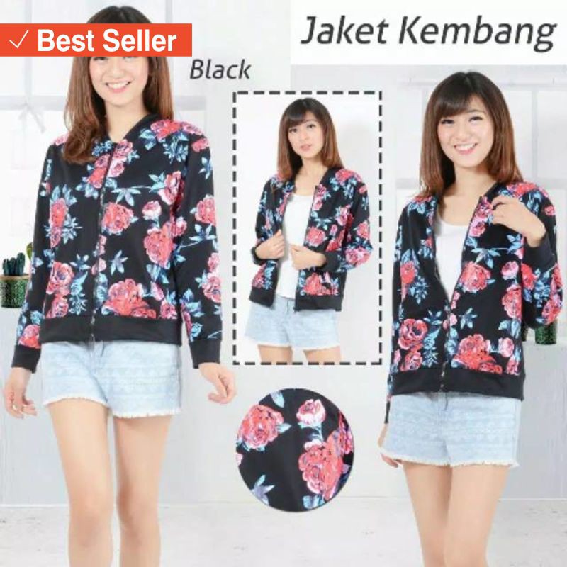 BOMBER PRIA WANITA STYLE MODERN HITS / Fourfashion Jaket Bomber Wanita Bunga kembang