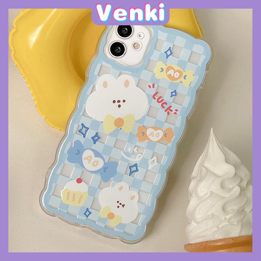 iPhone Case Silicone Soft Case Clear Case Wave Non-Slip Shockproof Camera Full Coverage Protection Bear Cute Blue For iPhone 13 Pro Max iPhone 12 Pro Max iPhone 11 iPhone 7 Plus