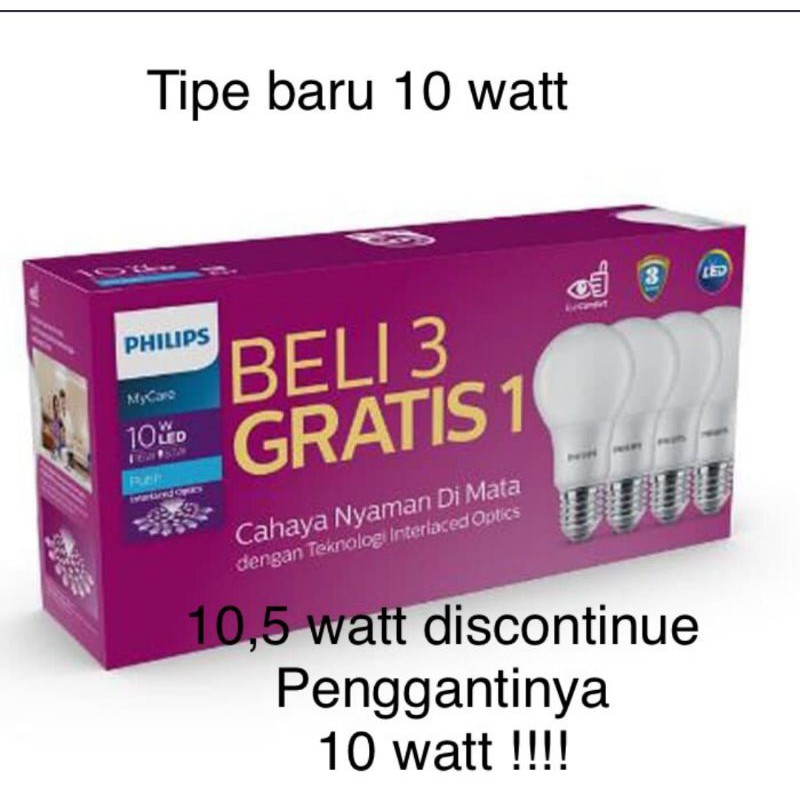 lampu led philips paket isi 4pcs 10,5watt bohlam pijar led bulb paket 10.5w 10.5 w