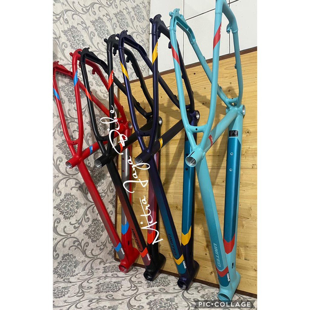 Frame United Speed 27.5 inner Cable Alloy Black Red Size 15 dan 17 - Biru, S