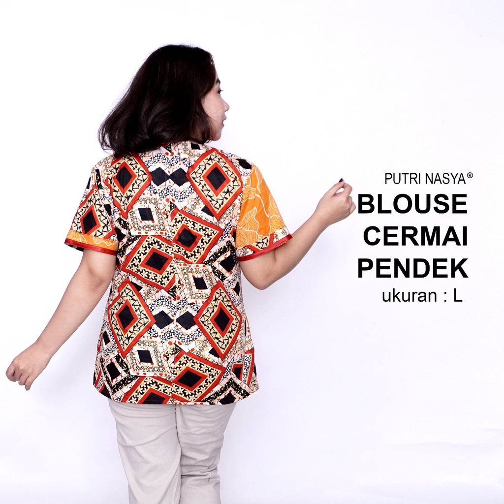 Blouse Batik Big Size Wanita Atasan Batik Jumbo LD 140 Pakaian Atasan Model Blus Pendek Jumbo Panjang Seragam Kerja Batik / Blus Kantor Formal S-M-L-XL-2L-3L-4L-5L-6L-7L / Atasan Batik Bigsize Model Terbaru / Pakaian Batik Kekinian Modern Big