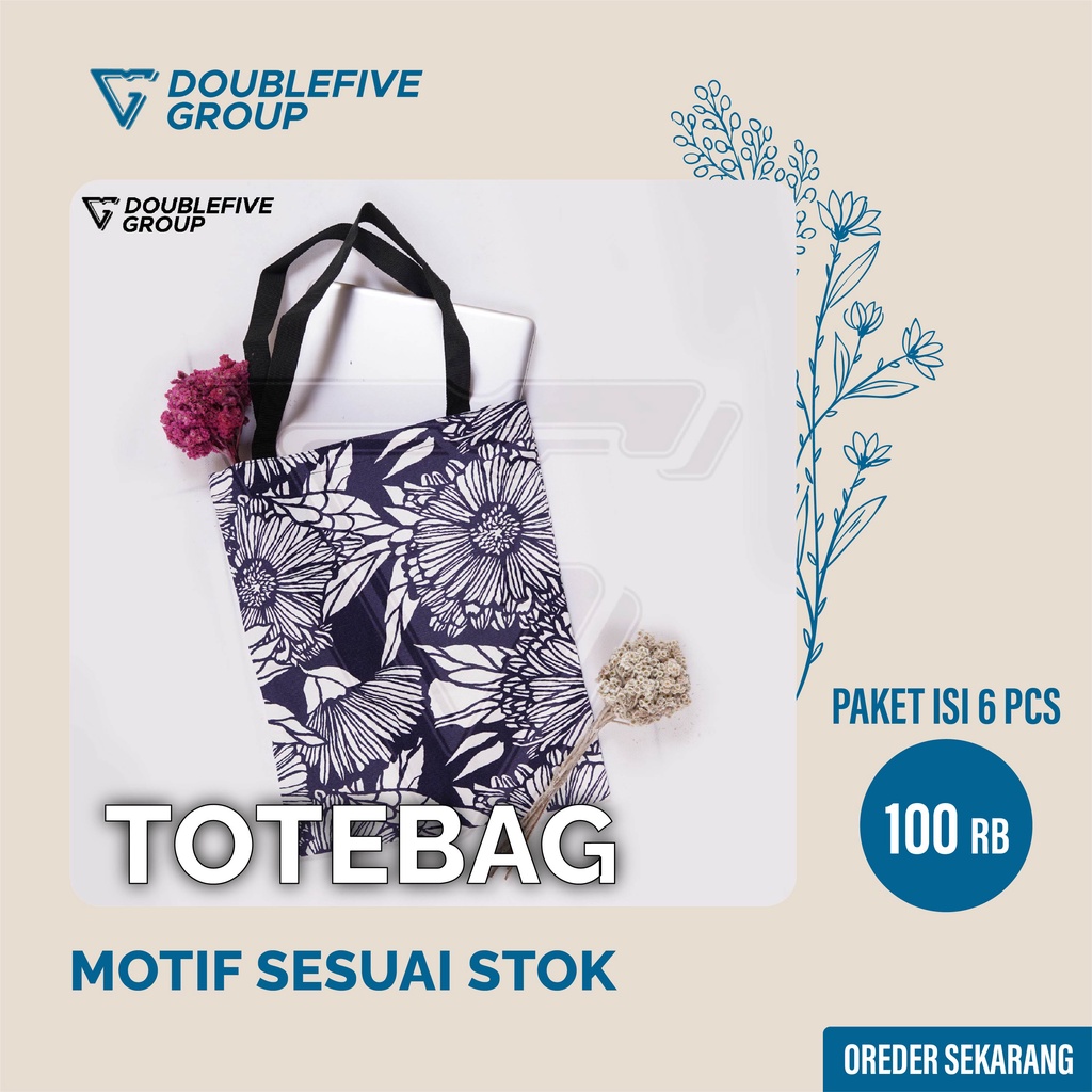 PROMO HEMAT 100 RIBU 6 PCS Totebag Tas Wanita Tote Bag Resleting Cute