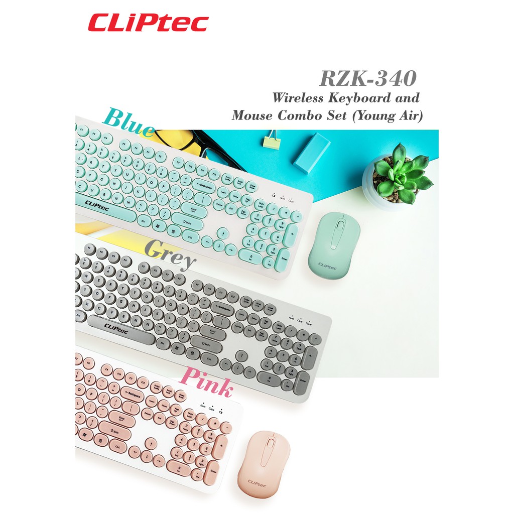 Keyboard mouse wireless cliptec young air rzk340 combo colour original - Clptec rzk340