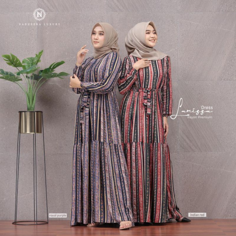 (NADHEERA LUXURY) Larissa Dress Free Hijab dan Masker Hijab