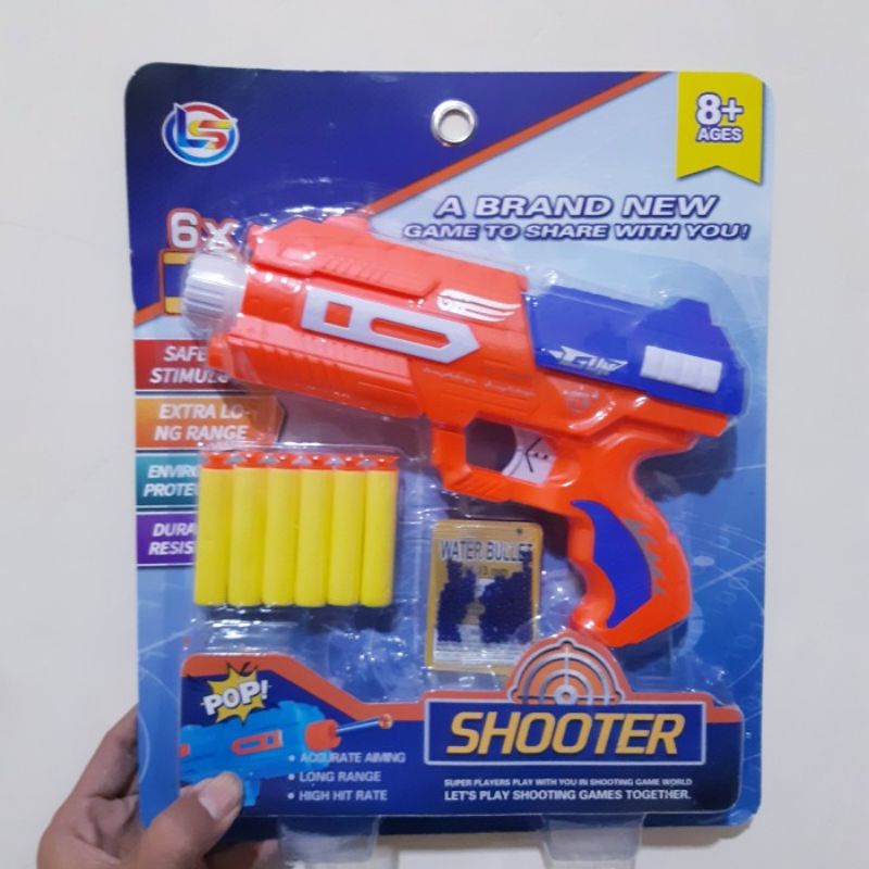 Mainan Tembakan Nerf Pluru Busa &amp; Water Gel - Pistolan Tembak Anak Laki Cowok