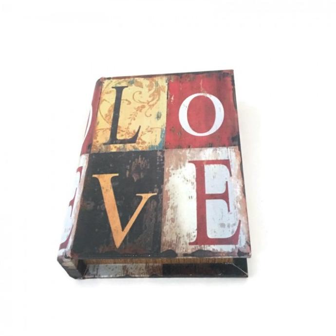 

VINTAGE WOOD RETRO BOOK SAFETY SECRET BOX STORAGE- LOVE- SET OF 3 .LSS SDC4133S