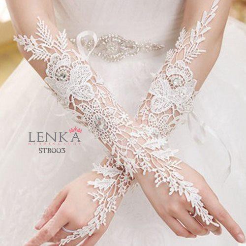 [PRODUK TERMURAH] SARUNG TANGAN BROKAT WEDDING GLOVES PENGANTIN PESTA WANITA STB003