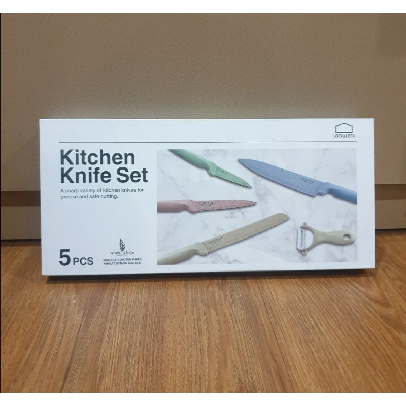 Kitchenware Lock & Lock Kitchen Knife Set 5 Pcs Marble Coating Knife