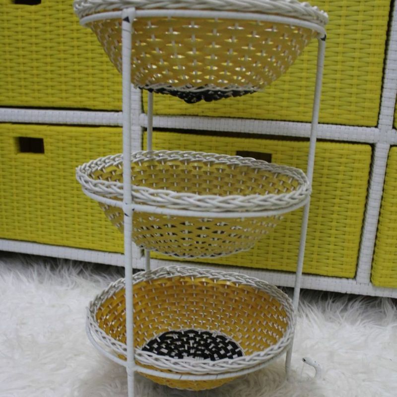 Wadah Tempat Rak Bumbu Susun 3 Rotan Sintetis