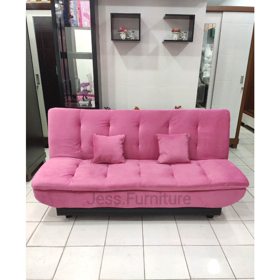 Sofabad / sofabed ruang tamu / sofabad santai / sofa minimalis sofabad kain PINK