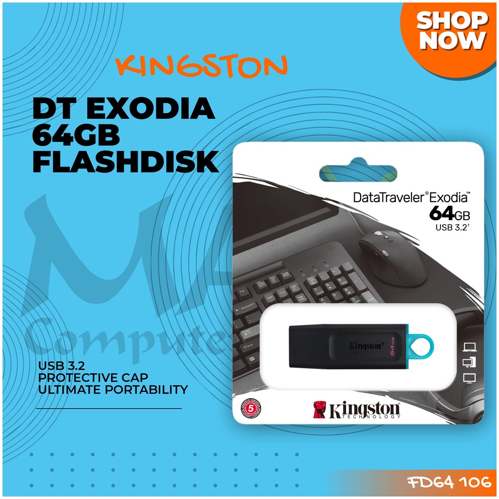 Kingston DataTraveler Exodia 64GB USB 3.2 with Protective Cap and Keyring USB Flash Drive Flashdisk