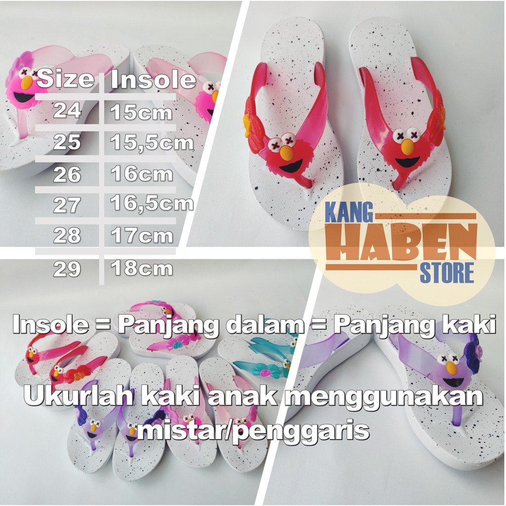 236D Sandal Jepit Anak Kecil Karakter ELMO Lucu untuk Perempuan Cewek