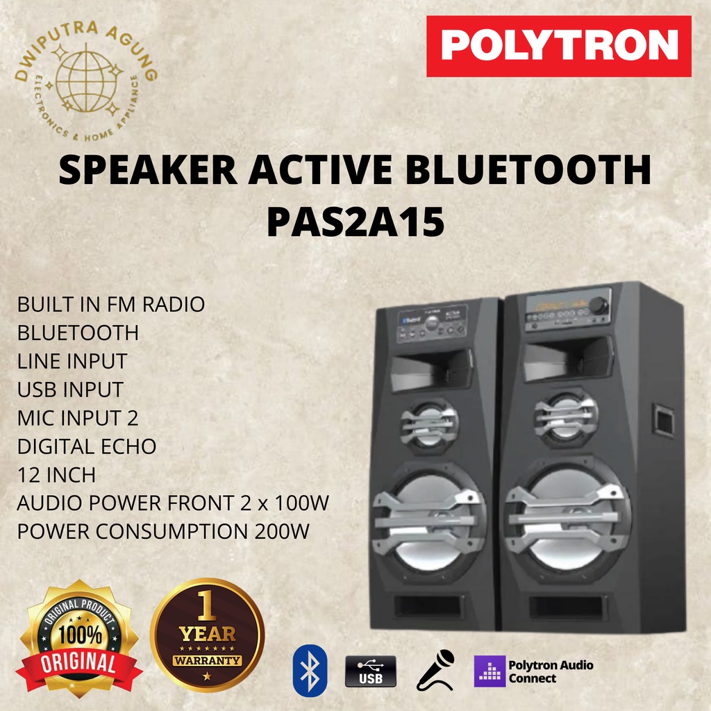 SPEAKER POLYTRON PAS-2A15-BA BLUETOOTH