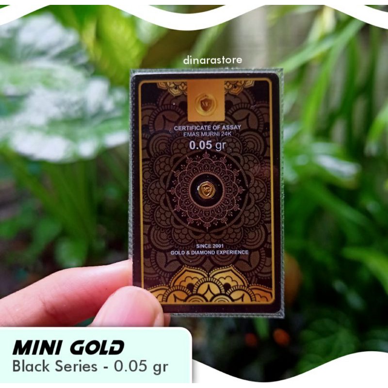 MINIGOLD BLACK SERIES EMAS MURNI 24 KARAT LOGAM MULIA EMAS MINI 0,05 GRAM