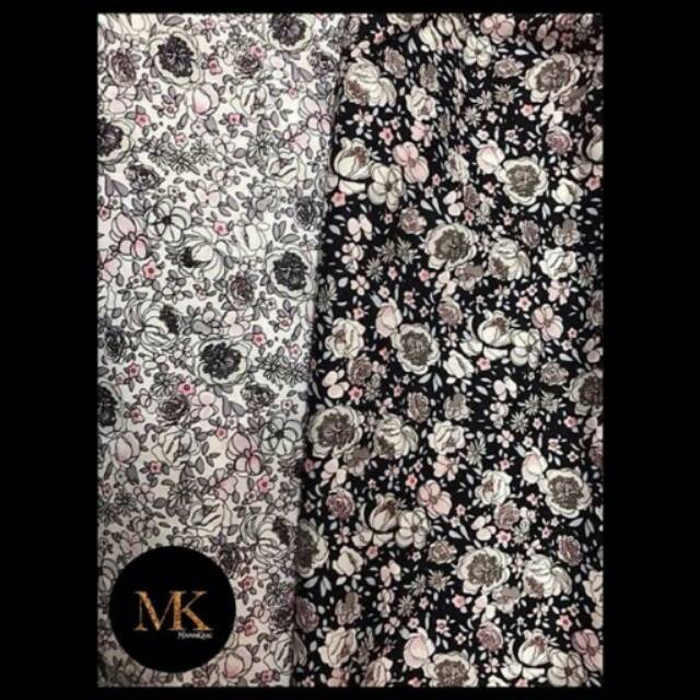 Bahan Katun Jepang Japan Cotton Motif Bunga Kecil Kuning Pink Biru Putih