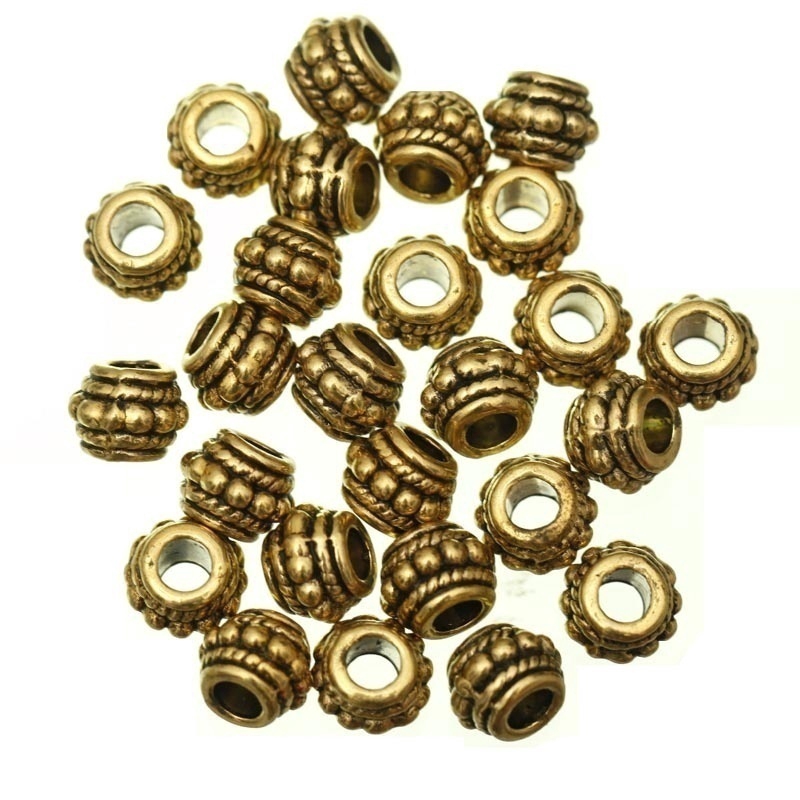 10/30pcs Manik-Manik Spacer Bulat Bahan Metal Warna Silver Ukuran 8x6mm Untuk Membuat Perhiasan