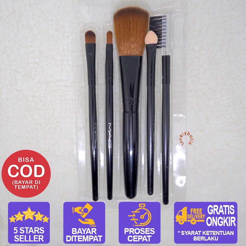 Lovelybutik -  Kuas Makeup 1 Set / Kuas makeup 1 set brush 5 Ins 1 / Kuas  Makeup Set Lengkap / Kuas Makeup Lengkap / Kuas Makeup Murah