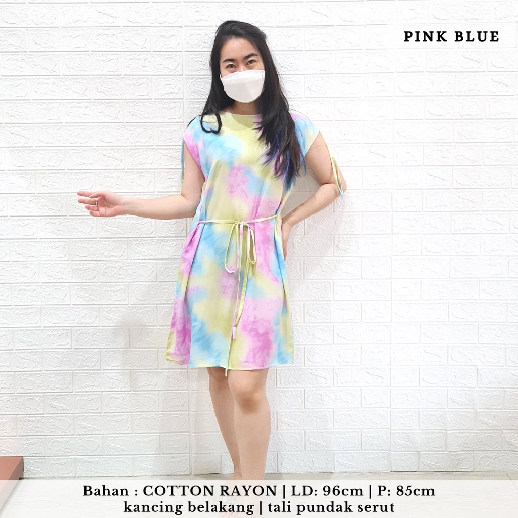 3665 tie dye shirred mini dress