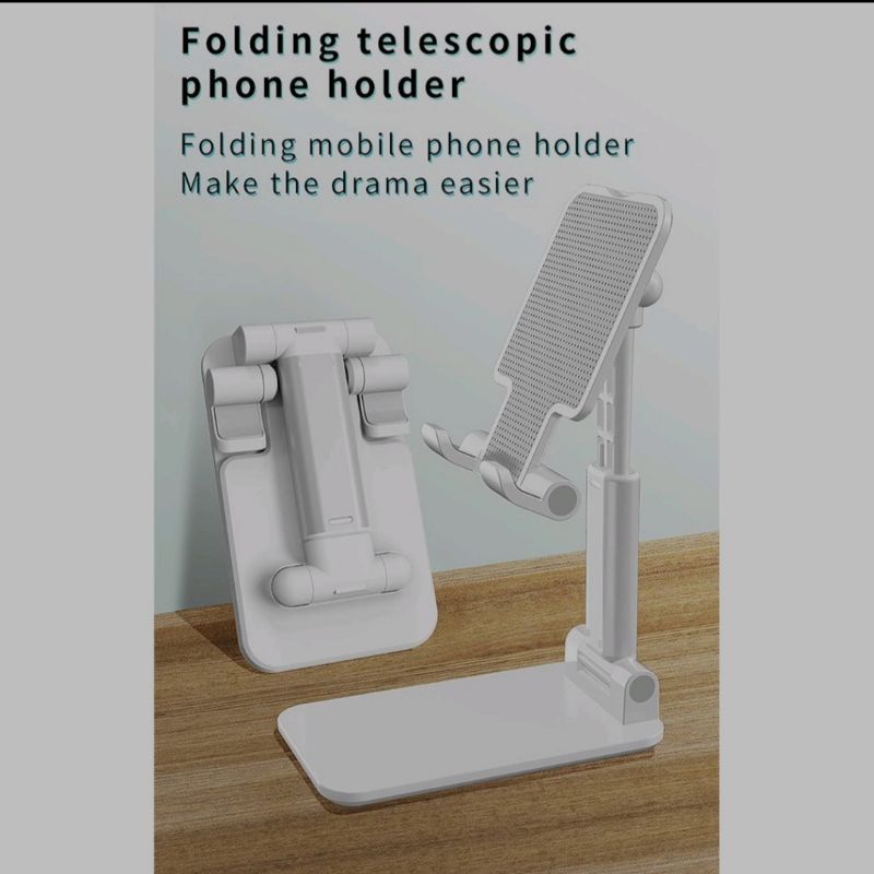 FOLDING DESKTOP PHONE STAND HOLDER LIPAT LIFTABLE FOLDABLE UNIVERSAL HP BISA DI MEJA