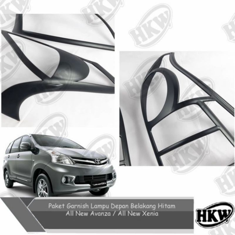 Paket Garnish Lampu Depan Belakang Hitam All New Avanza