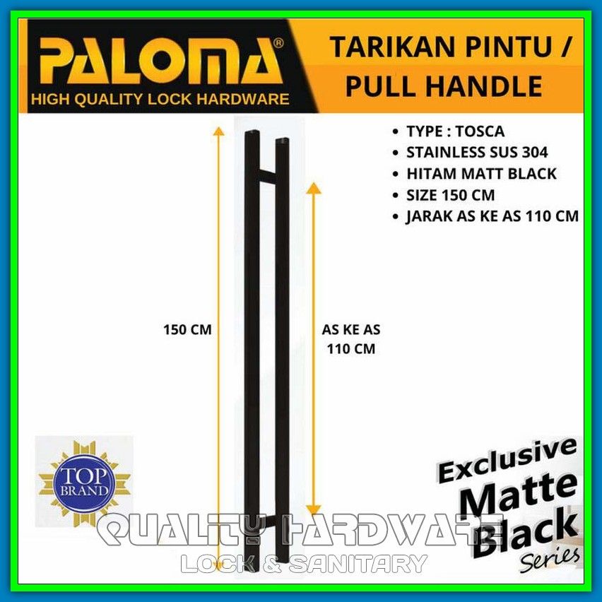 Handle Pintu / Gagang Pintu Minimalis Paloma QHPHP 3117 - 150 cm Hitam Handel Pintu Berkualitas