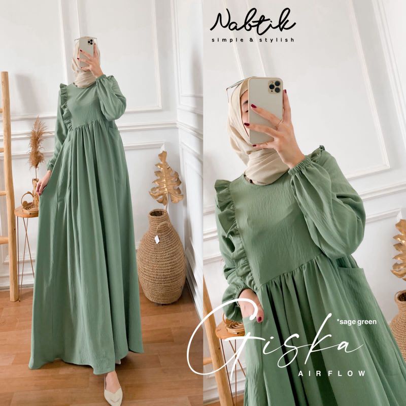 Giska Dress Terbaru Air Flow Ori By Nabtik