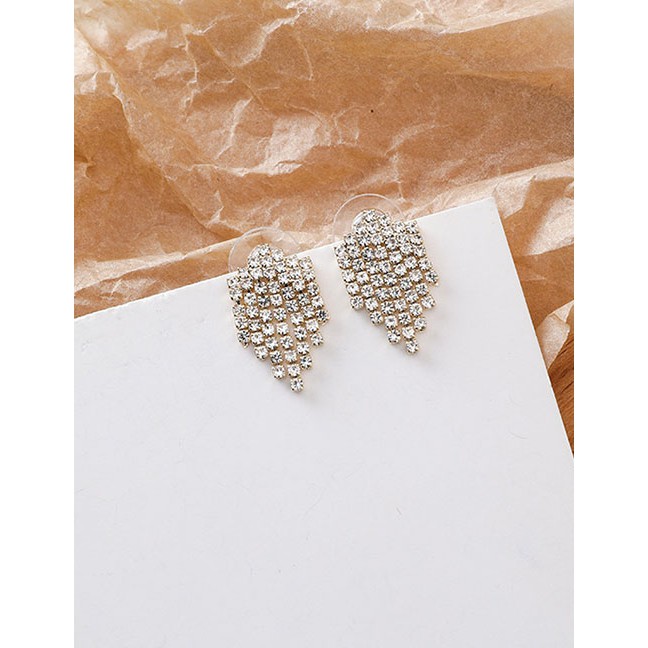 LRC Anting Tusuk Fashion Golden Stud Earrings With Diamonds D66114