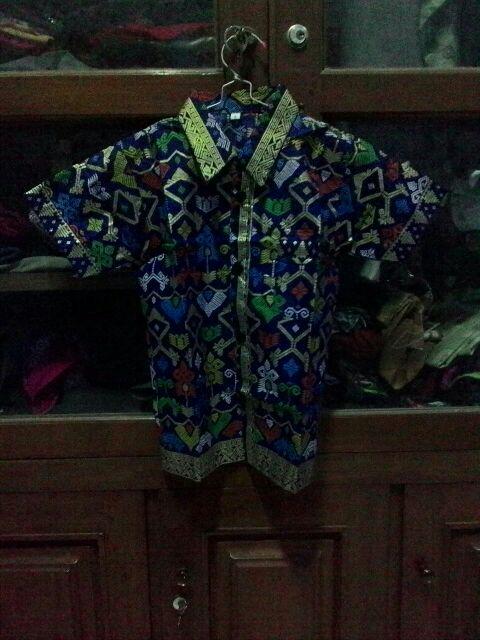 280 Biru Couple Kemeja Batik Anak 2☞12 Thn/ Dewasa M☞xl