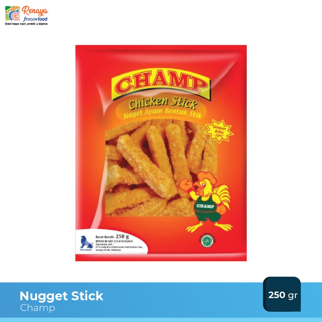 

Champ Nugget Stick Naget Ayam Bentuk Stik Halal Isi 250 Gram Termurah - Renaya.Frozen