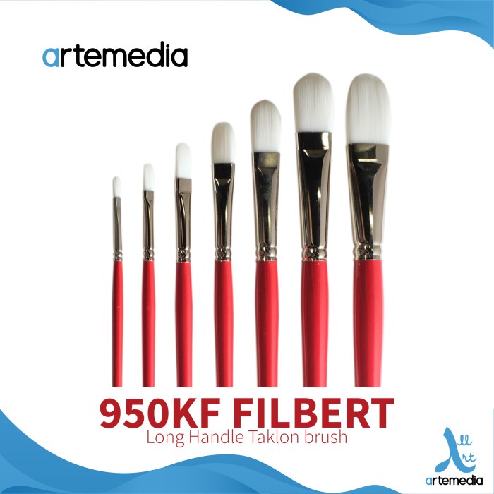 

Artemedia 950KF Filbert White Taklon Brush Long Handle Kuas Lukis