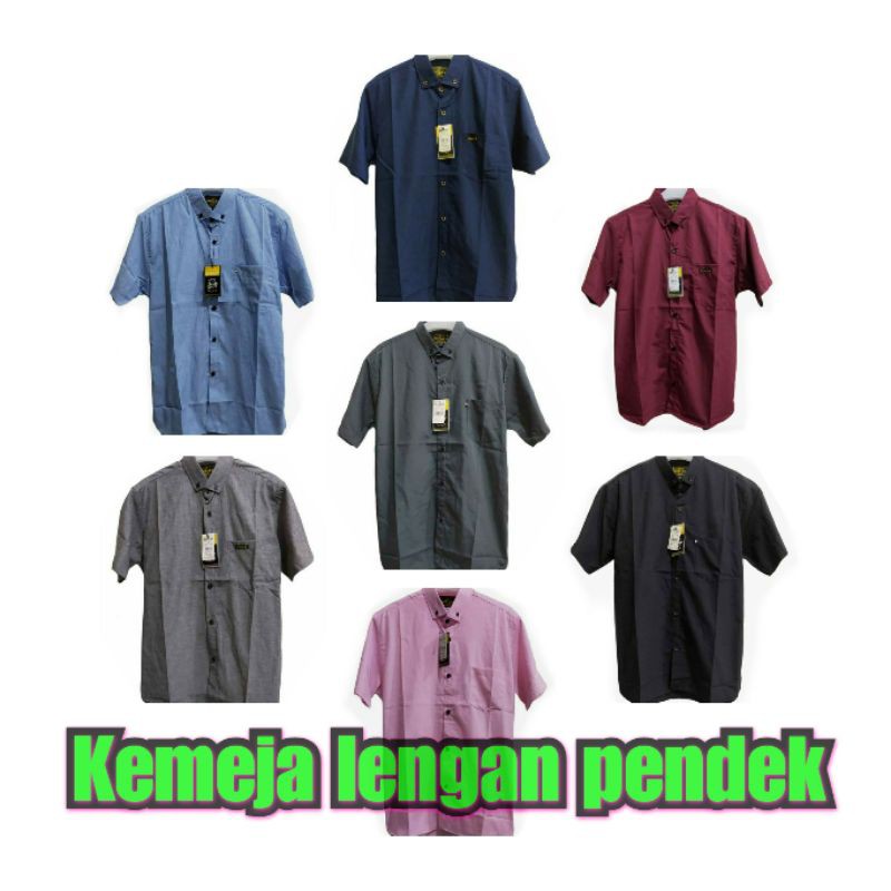 COD Kemeja polos murah lengan pendek hitam maroon navy kualitas bagus