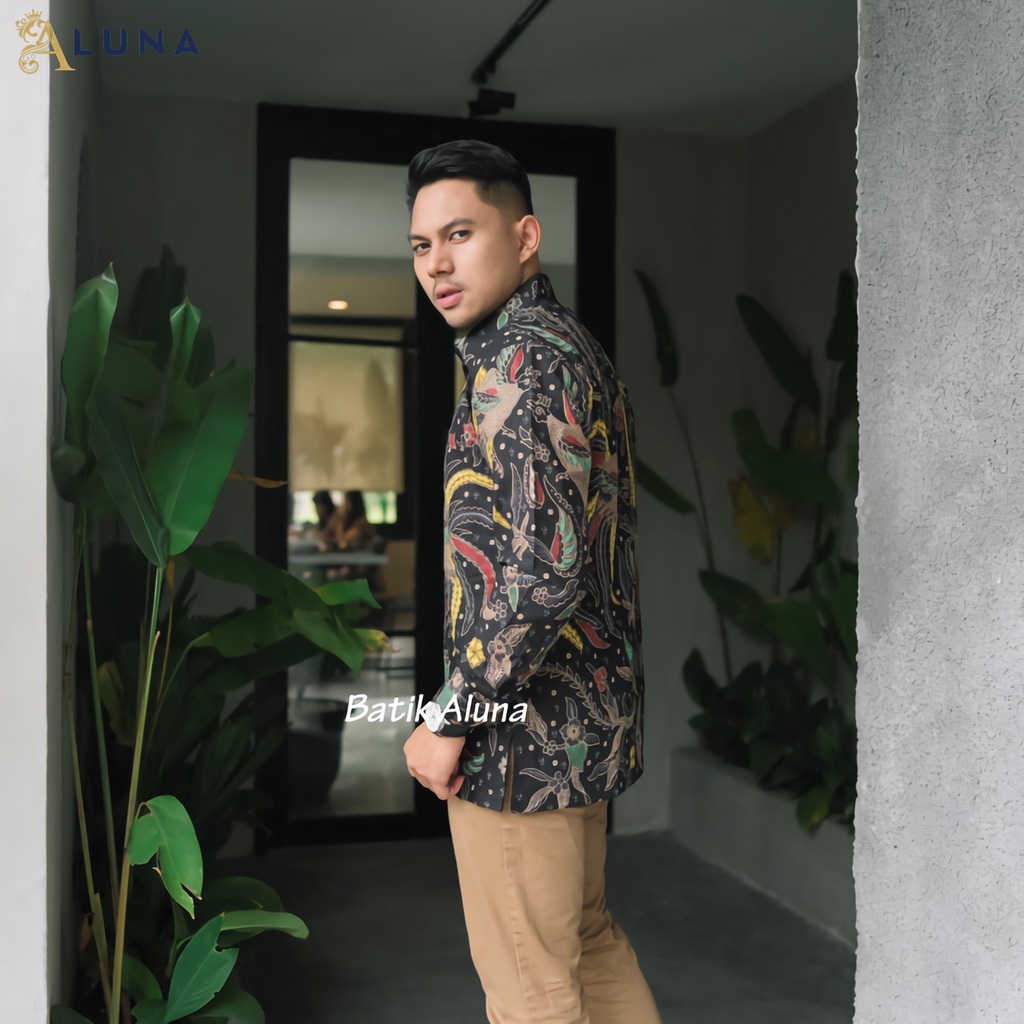 BAJU KEMEJA BATIK PRIA COWOK LENGAN PANJANG REGULER PREMIUM ORIGINAL MODERN KEREN JUMBO ALUNA 110