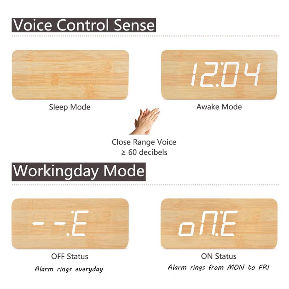 Wooden Clock Besar / Big - Lampu Kayu Led Elegant RANDOM