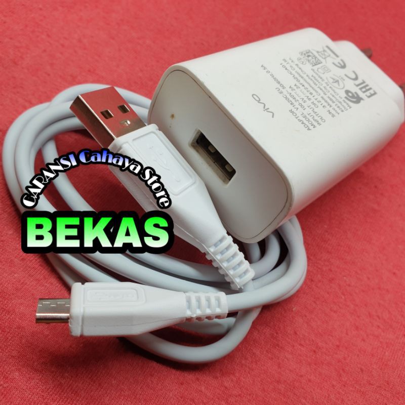 Charger Vivo Copotan Bawaan Hp 9V-2A Fast Charging 18 Wat USB Micro Original Cabutan 100% Ori Second