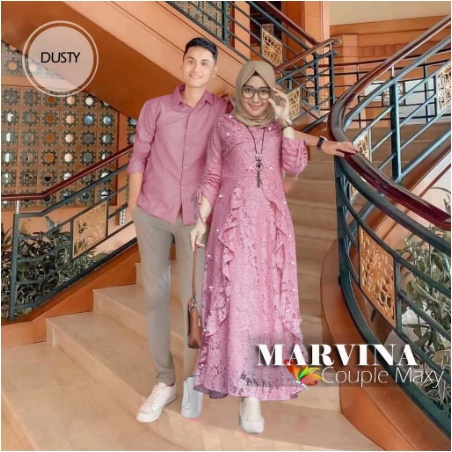 Baju Gamis Couple Brukat Pasangan Keluarga Suami Istri Edisi Lebaran Terbaru 2022 Bahan Brokat Lapis