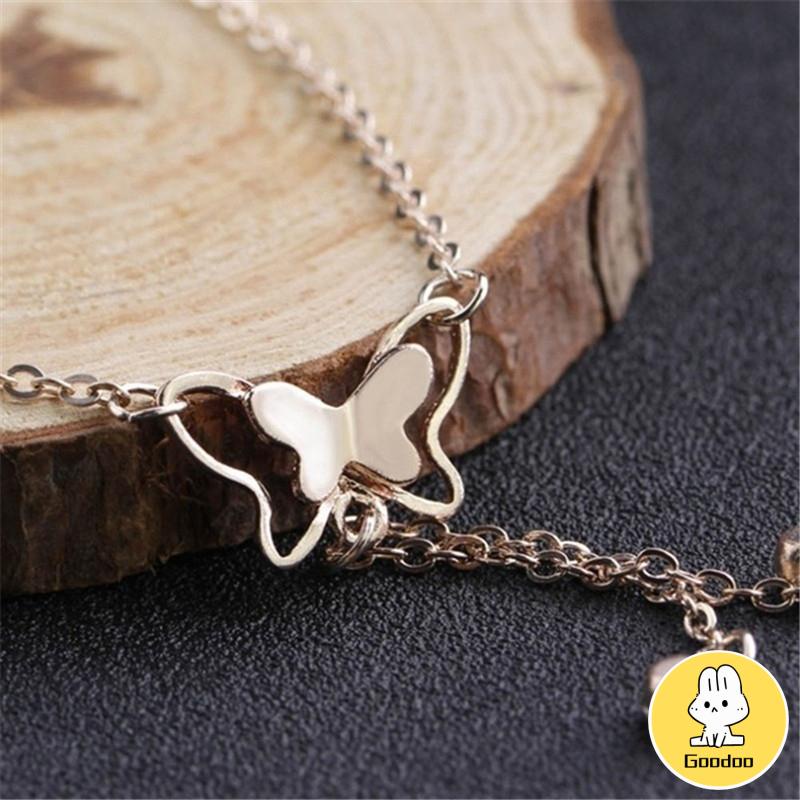 Fashion Gelang Kaki Dan Tangan Rantai Alloy Ala Korea Dengan Liontin Butterfly Kupu-kupu  -Doo