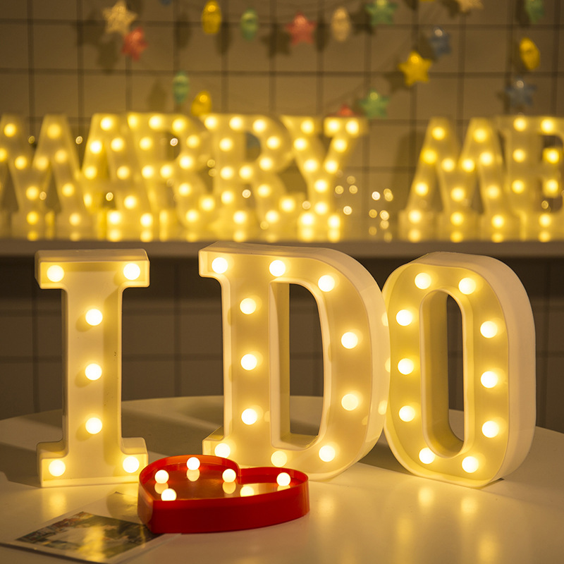 Hot Sale/26Huruf Lampu Malam LED/DIY Letter Symbol Sign Heart Battery Lights/Ornamen Lampu Lamaran Romantis Untuk Natal Pernikahan Valentines Day