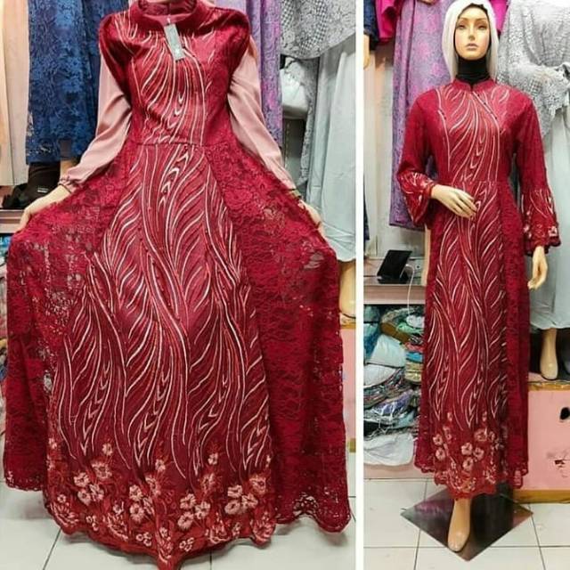 Gamis brokat Kombinasi TILE