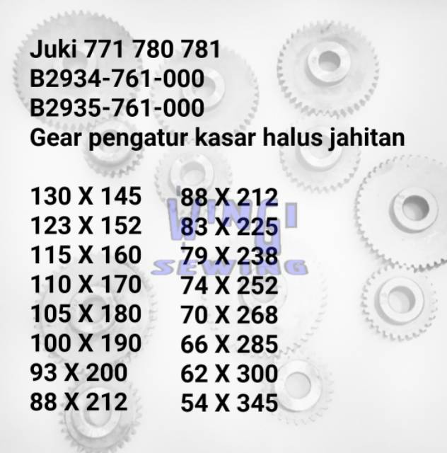 JUKI 771 Gigi Gear Pengatur Kasar Halus Mesin Lubang Kancing 780 781