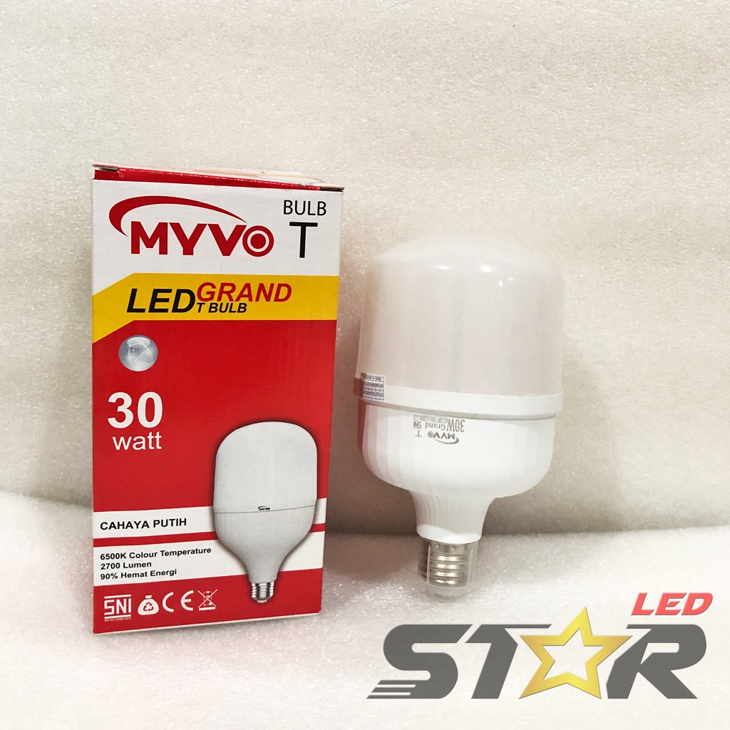 MYVO Grand Bulb T LED 30W, 40W Lampu Bohlam Tabung Murah Hemat Energi Irit Listrik Super Terang 30 45 WATT Star