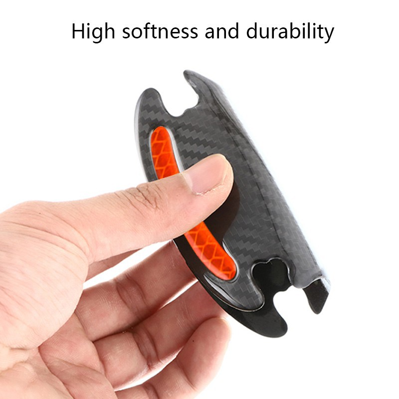 Grab Seametal Reflective Sticker Gagang Pintu Mobil Car Door Handle Safety Warning Carbon Fiber 4PCS