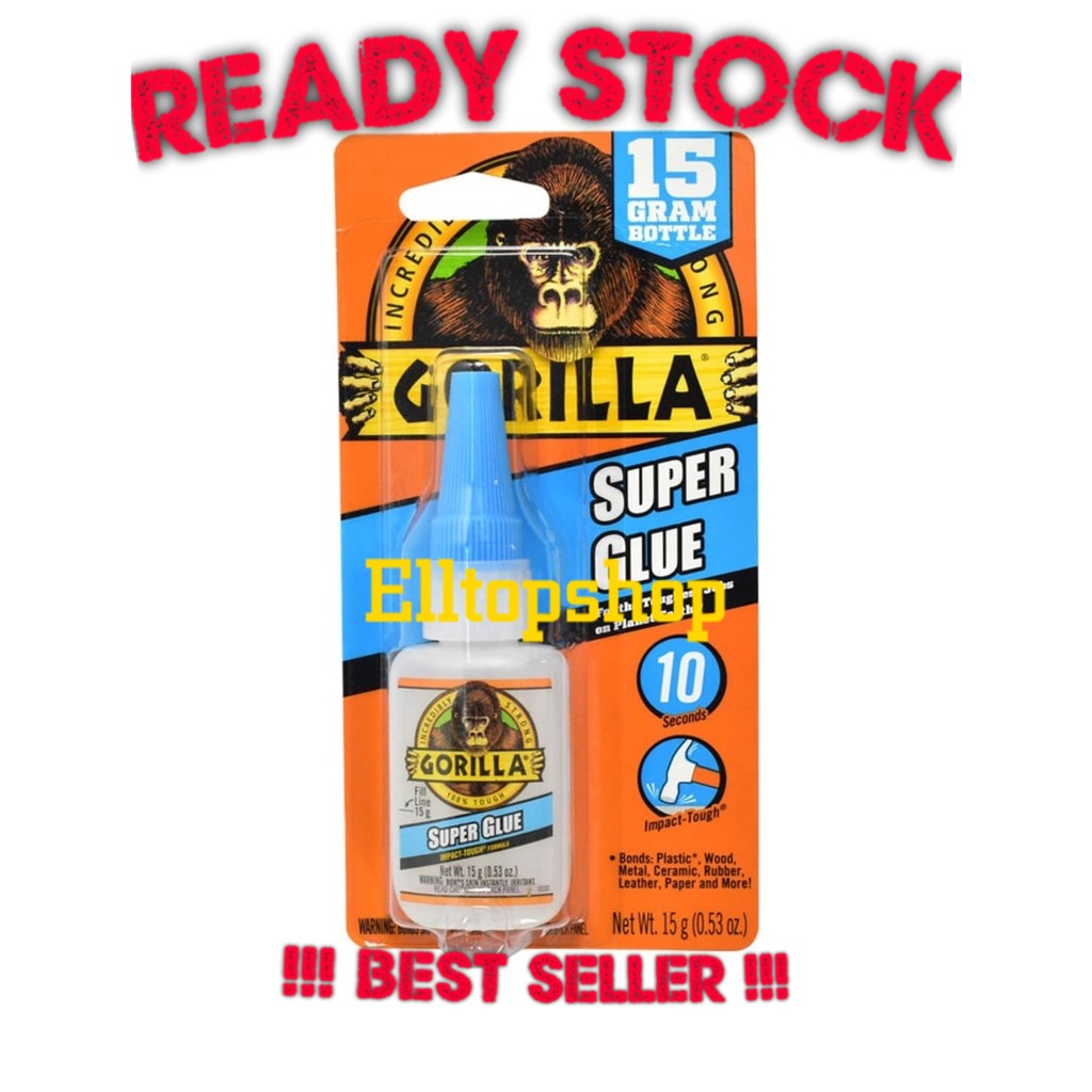 

GORILLA LEM PLASTIK / LEM KAYU / LEM METAL / LEM KERAMIK / LEM KARET, KULIT, KERTAS SUPER 15 GR