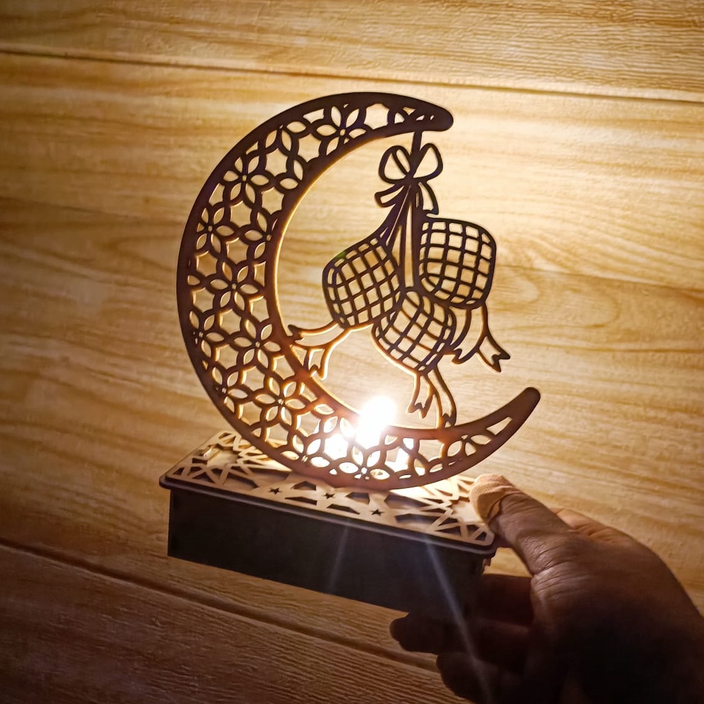 [ORGM ]ADA STAND *Idul Fitri* Lampu Dekorasi Pajangan Kayu DIY Laser Cut Motif Cantik Ramadhan Idul Fitri Eid Mubarak