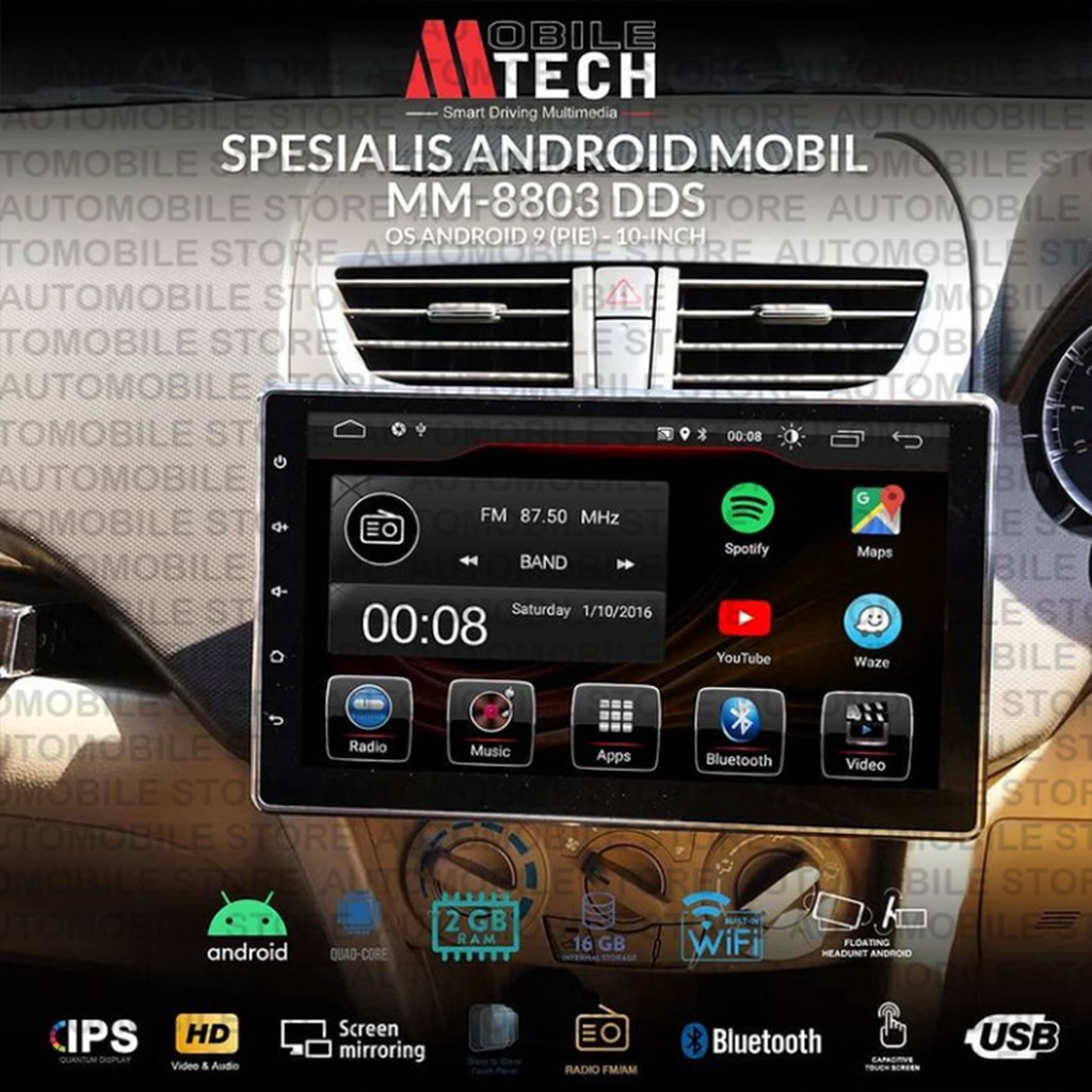 Mtech Head Unit Universal 10 Inch Android WIFI Mobil
